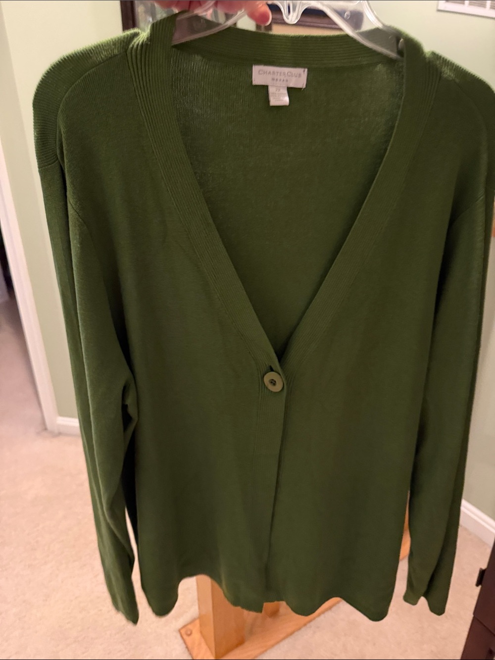 Charter Club Olive Green V-Neck Button Cardigan Sweater